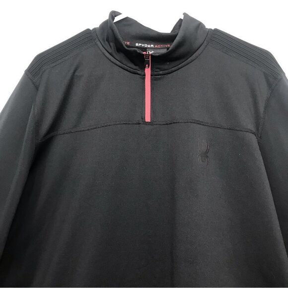 Spyder Active Black Quarter Zip ProWB Performance Long Sleeve Pullover - Picture 2 of 12